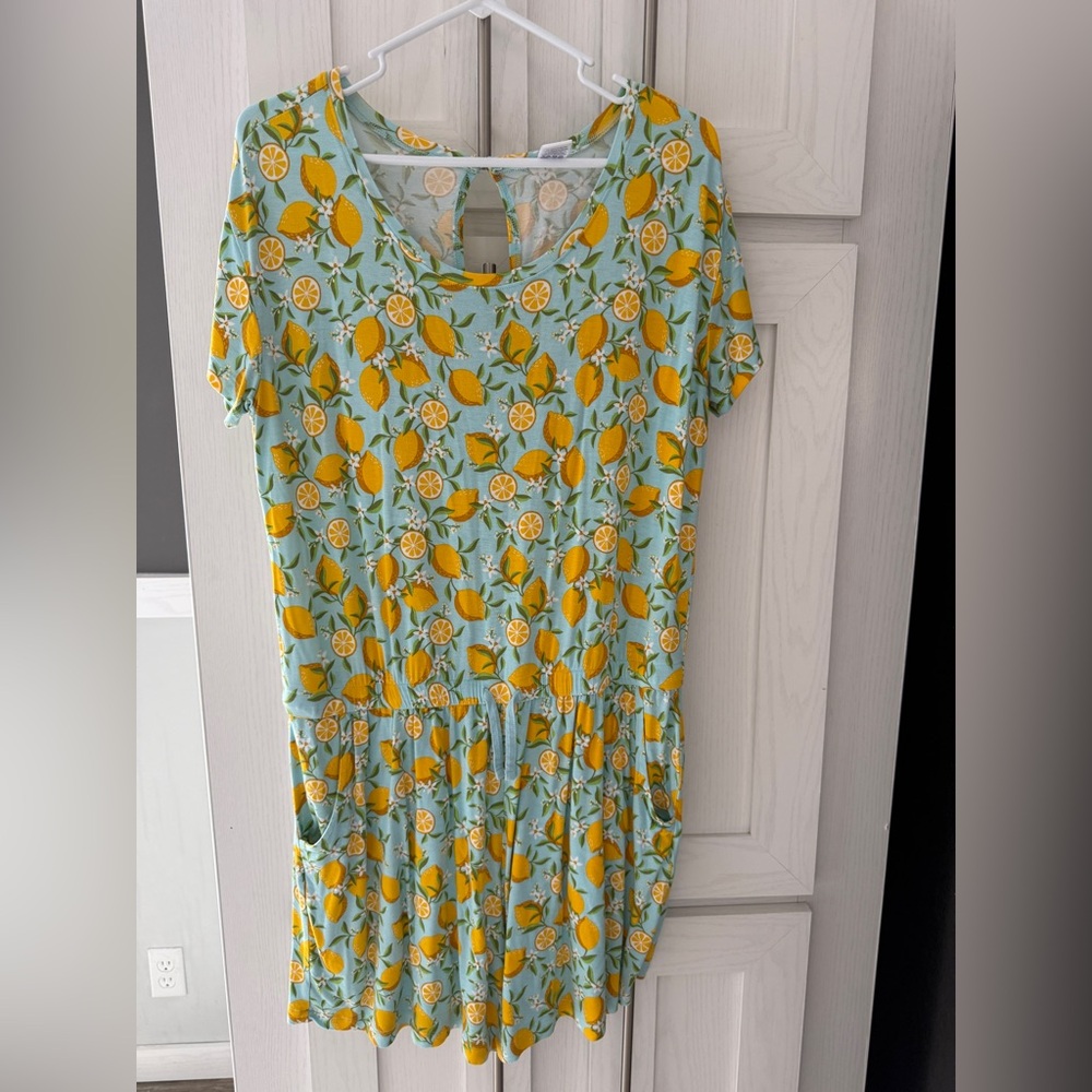 ALEX’s Lemonade Stand Lemon Print ROMPER Women’s Sz L 12/14